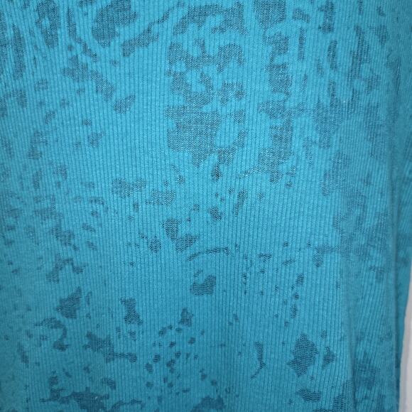 Vintage OP Ocean Pacific Burnout Top Womens XXL Turquoise Stretchy FLAWS 80s 90s - Picture 3 of 16